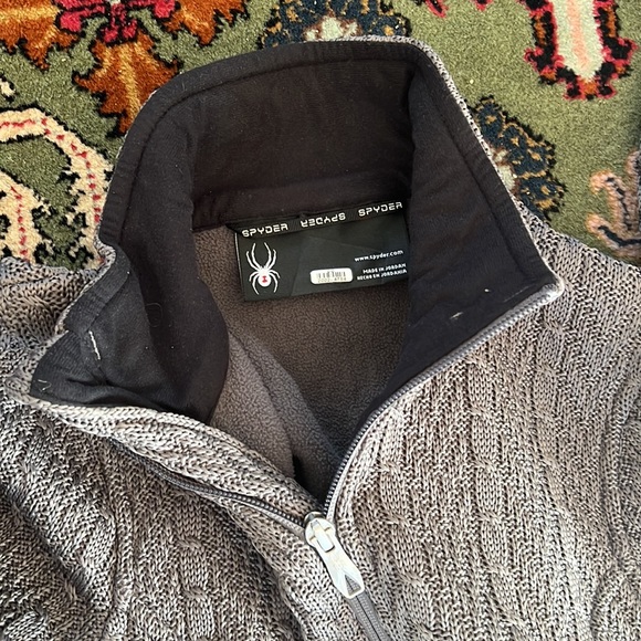 Spyder Major Cable Knit Stryke Gray Full Zip Sweater Size Small - Picture 2 of 2